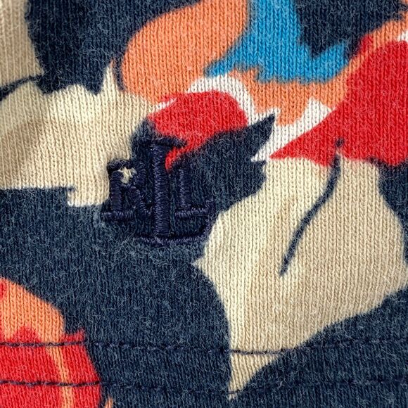 LAUREN RALPH LAUREN Top M Ribbed Floral Boat Neck Cuffed Sleeve Blue - Picture 7 of 12